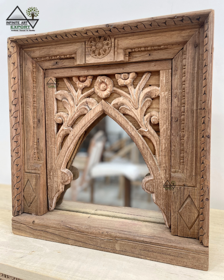 antique wooden arch mirror frame