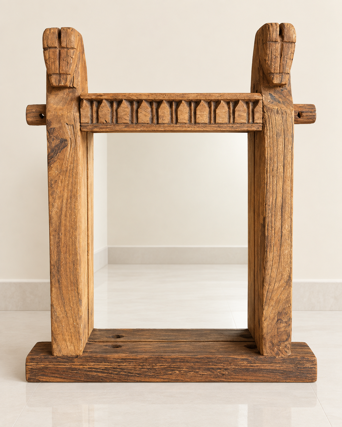 vintage hand-carved horse wooden mirror