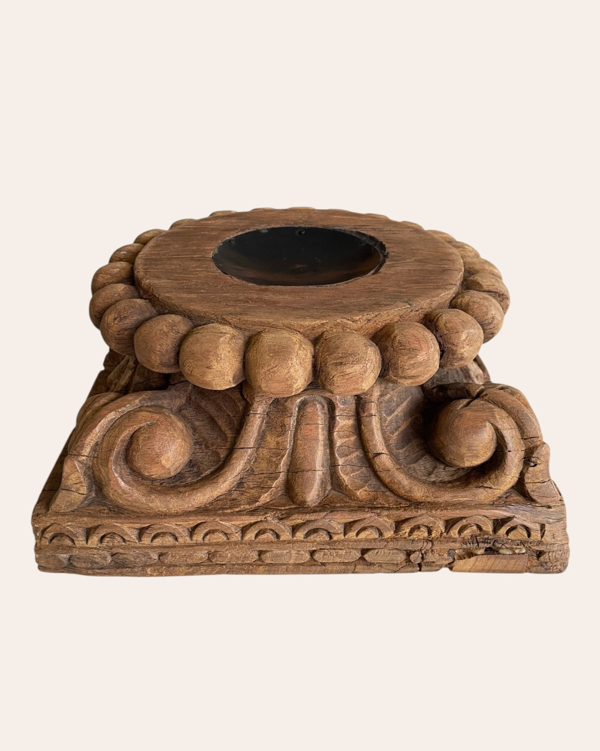 traditional indian carved wood pedestal