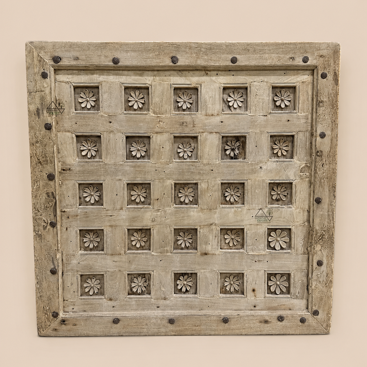 hand-carved floral wall décor panel