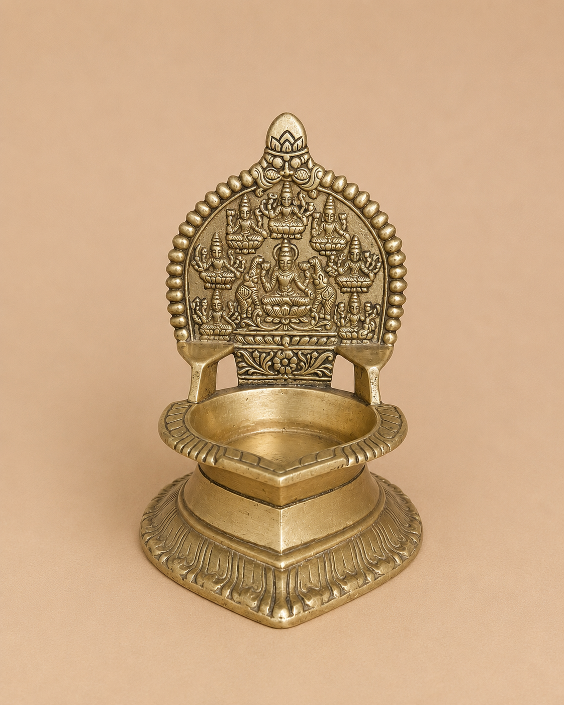 handcrafted ashta lakshmi brass diya | traditional oil lamp for home temple & pooja