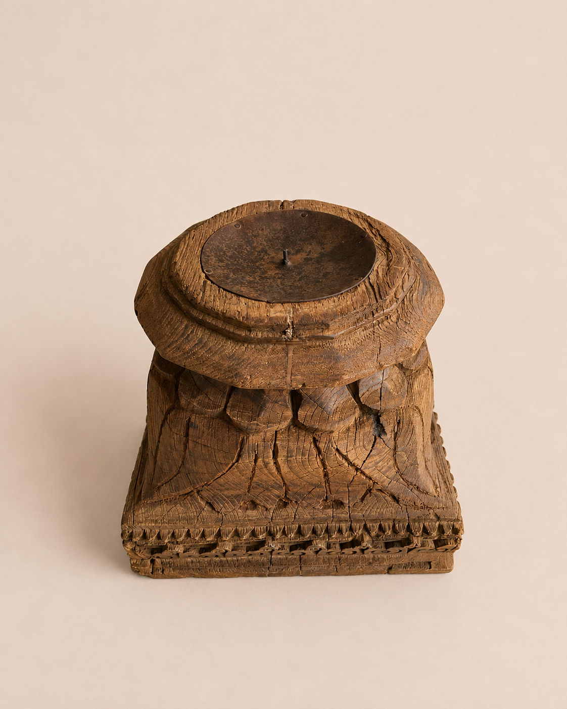 old gujarat pillar base candle holder