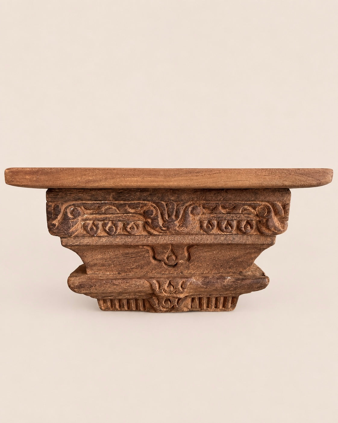 heritage carved wooden display shelf