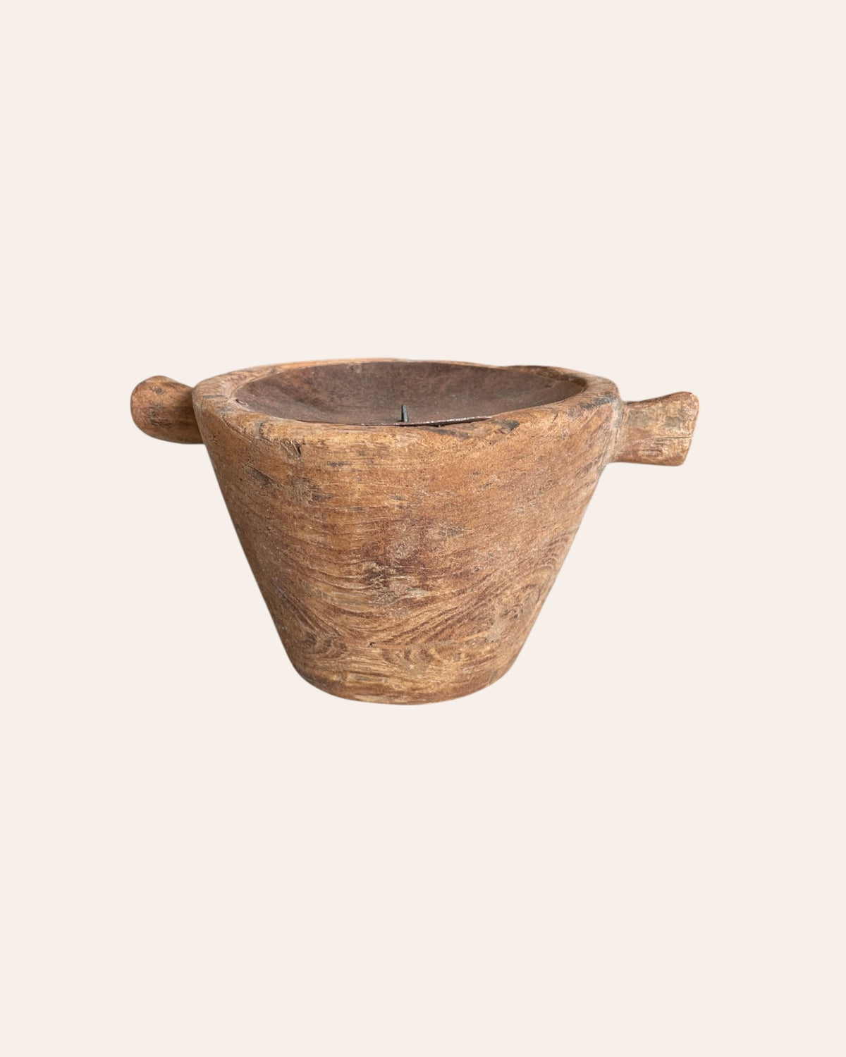 vintage old wooden candle holder & planter