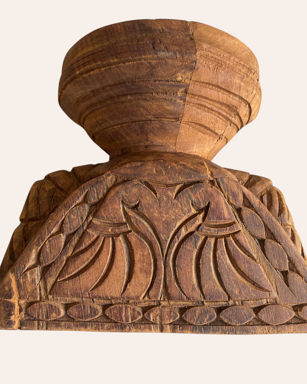 vintage hand-carved bird and elephant wooden stand