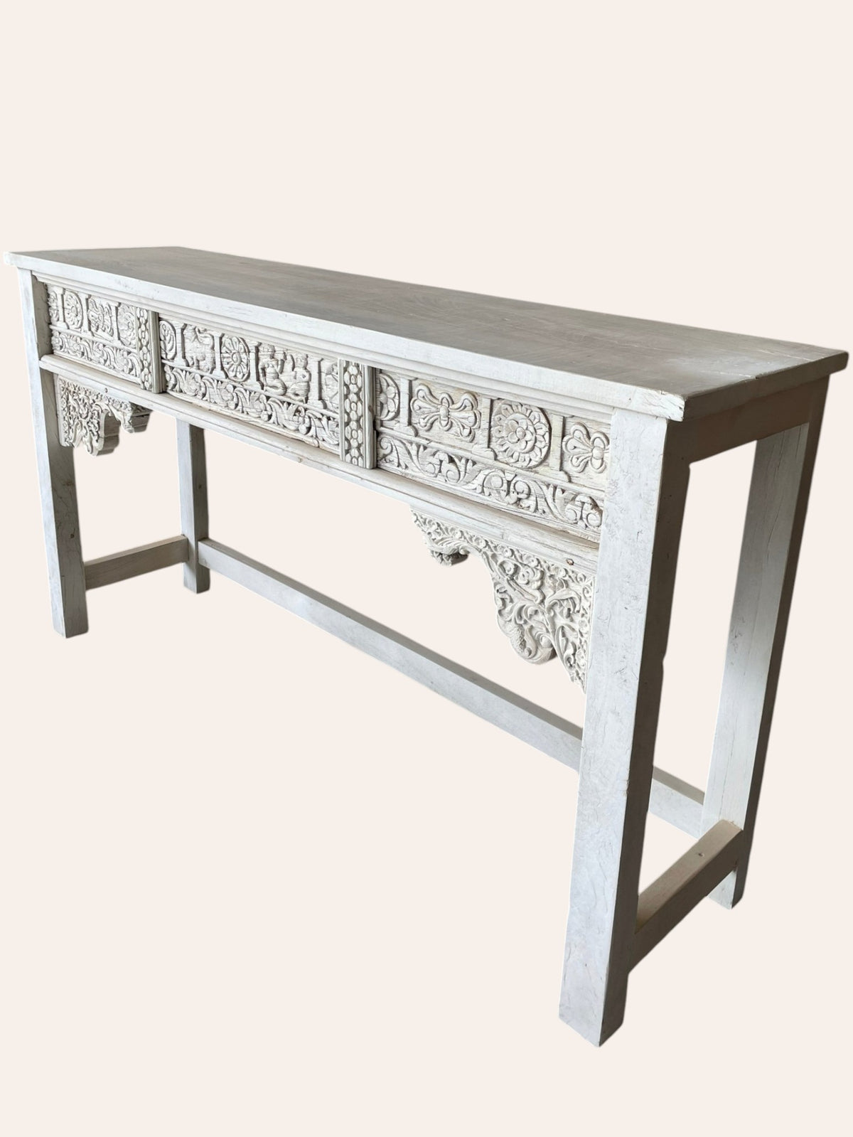 vintage hand-carved indian heritage wooden console table