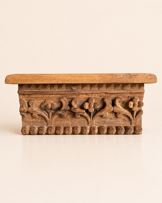 Vintage Hand Carved Wooden Shelf