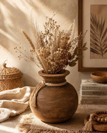 Vintage Wooden Pot Vase