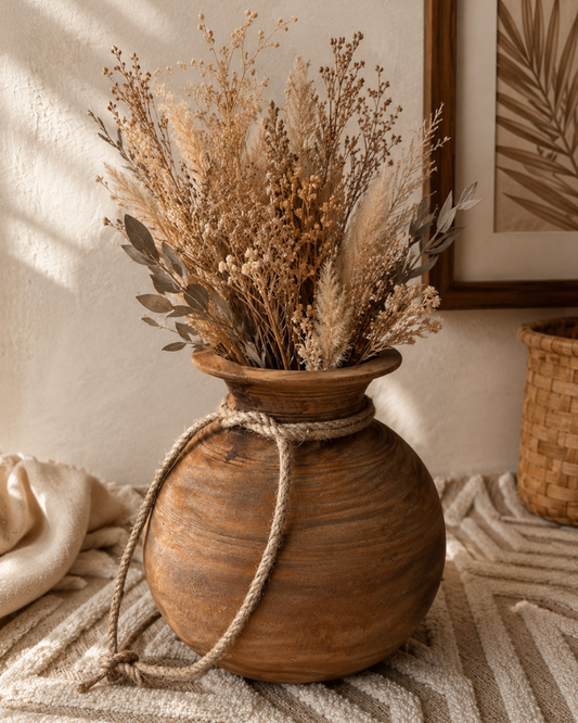 Vintage Wooden Pot Vase