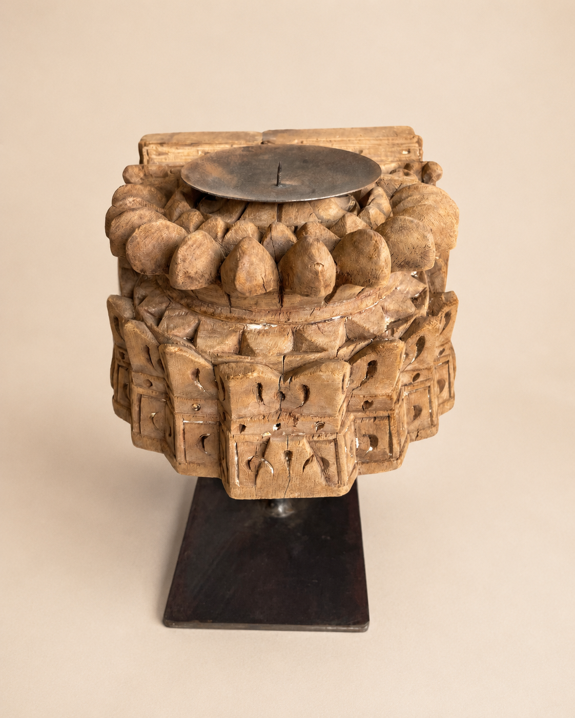 vintage hand-carved wooden display stand