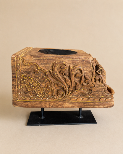 Heritage Teak Wood Carved Candle Stand / Statue Holder / Plant Holder