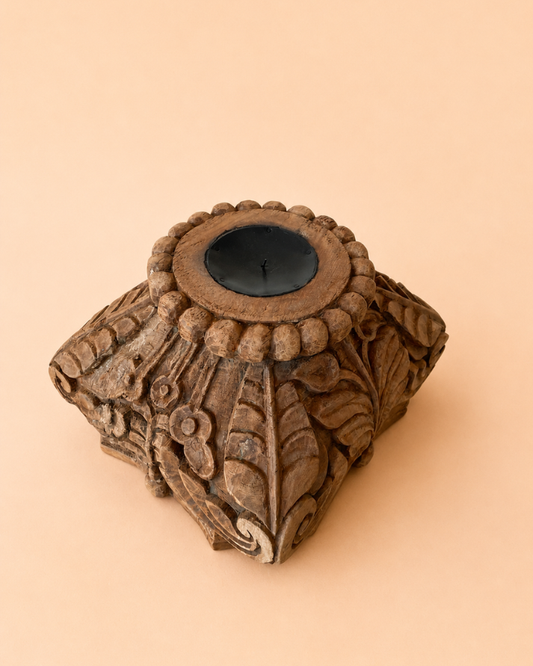 Vintage Base Wooden Candle Holder