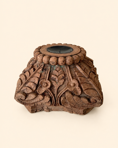 Vintage Base Wooden Candle Holder