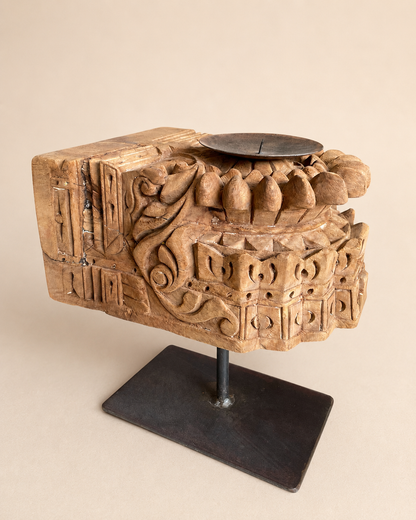 Vintage Hand-Carved Wooden Display Stand