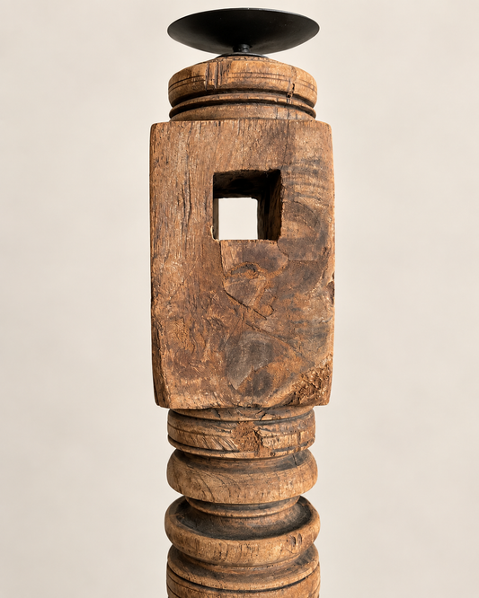 Vintage Hand-Carved Wooden Charpai Leg Stand – Plant & Statue Holder