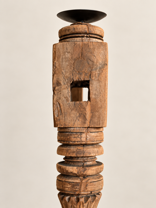Vintage Hand-Carved Wooden Charpai Leg Stand – Plant & Statue Holder