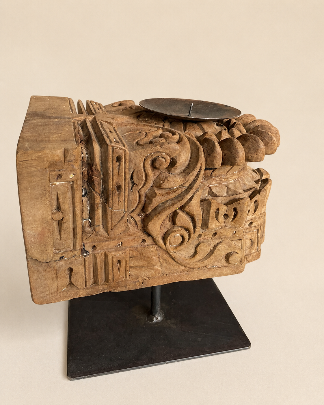 vintage hand-carved wooden display stand