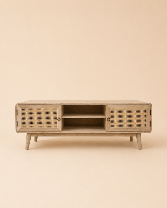Cane TV Console with Storage