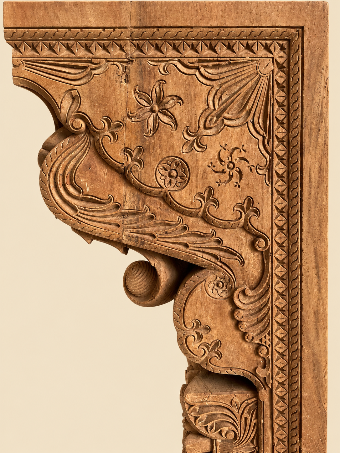 vintage hand-carved wooden architectural bracket