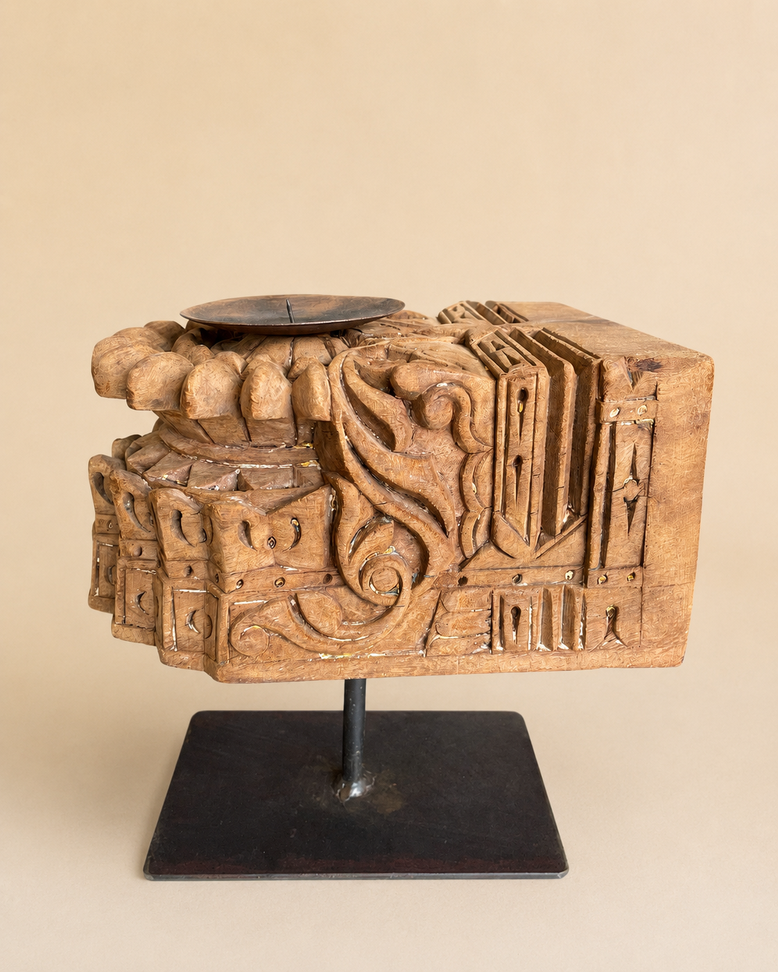 vintage hand-carved wooden display stand