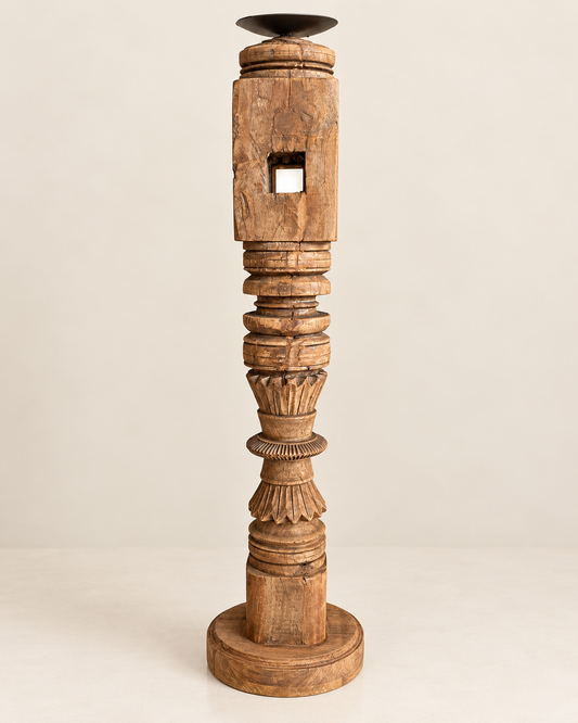 Vintage Hand-Carved Wooden Charpai Leg Stand – Plant & Statue Holder