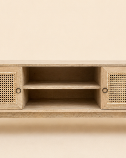 Cane TV Console with Storage