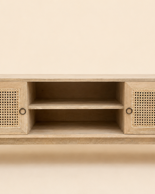 Cane TV Console with Storage