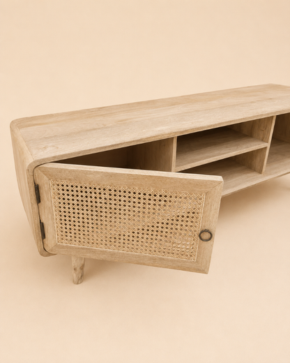 Cane TV Console with Storage