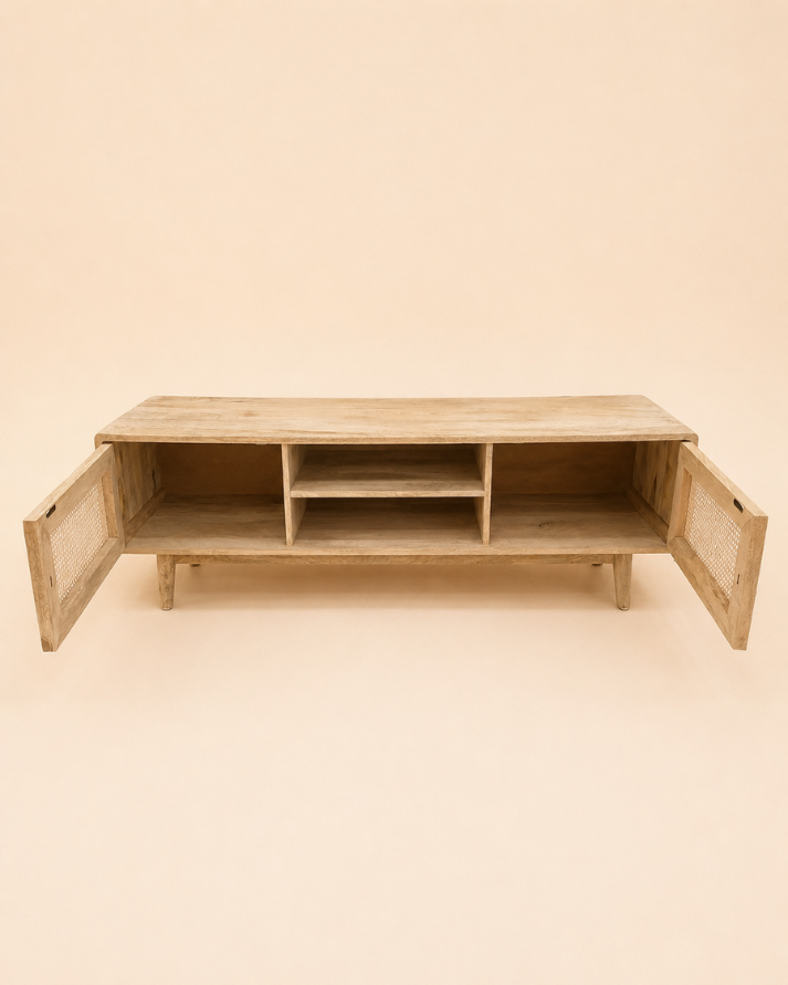 cane tv console with storage
