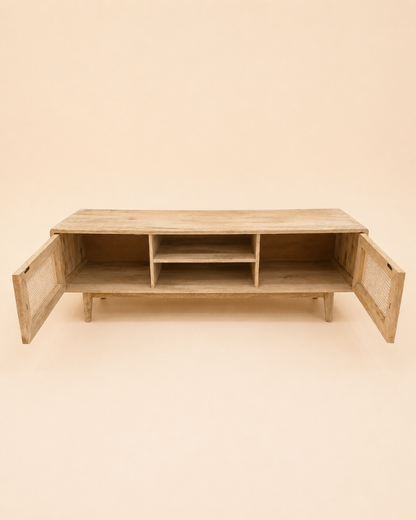 Cane TV Console with Storage