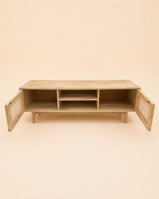Cane TV Console with Storage