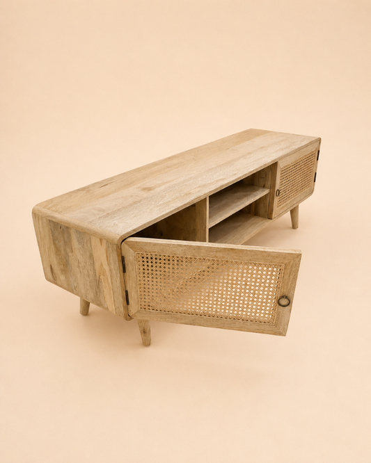 Cane TV Console with Storage