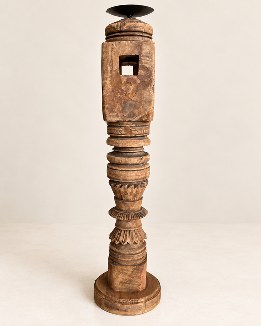 Vintage Hand-Carved Wooden Charpai Leg Stand – Plant & Statue Holder