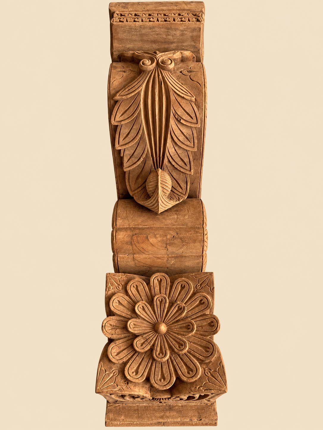 vintage hand-carved wooden architectural bracket