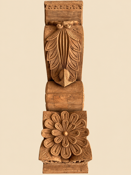 Vintage Hand-Carved Wooden Architectural Bracket