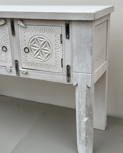 Floral Medallion Storage Console Table