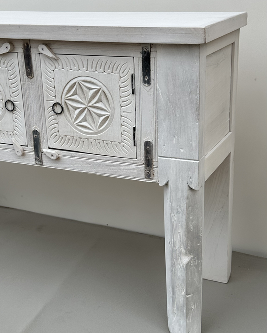 Floral Medallion Storage Console Table