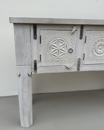 Floral Medallion Storage Console Table