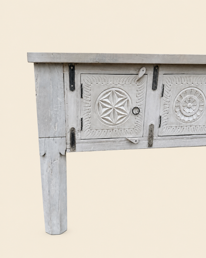 Floral Medallion Storage Console Table