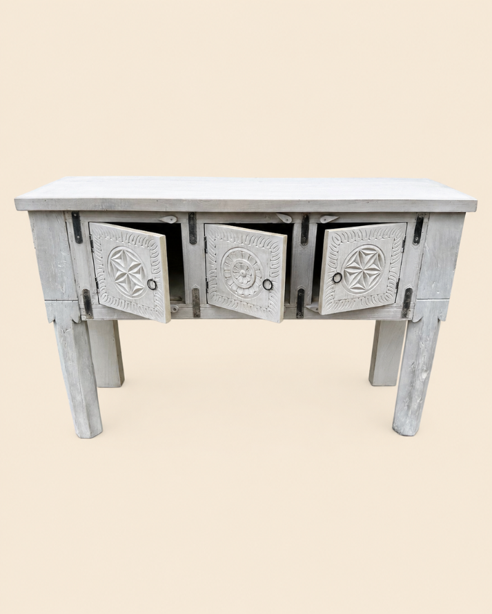 floral medallion storage console table
