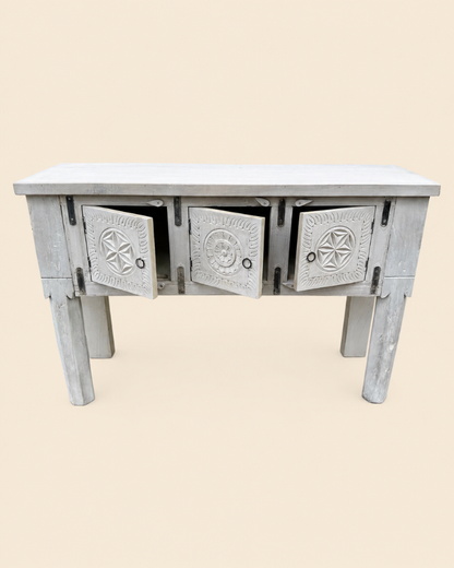 Floral Medallion Storage Console Table