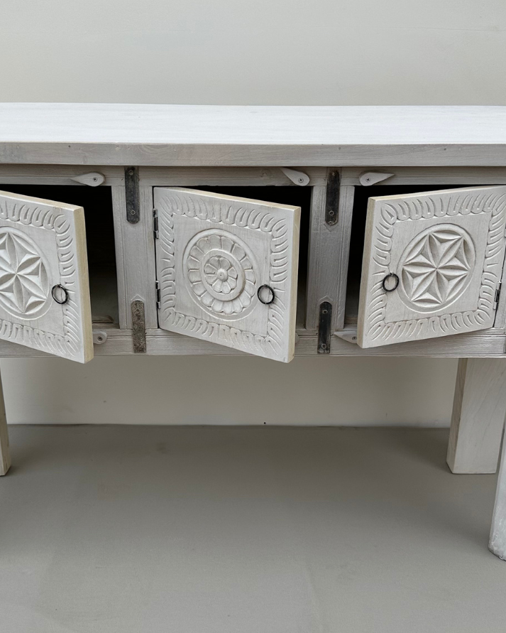 floral medallion storage console table