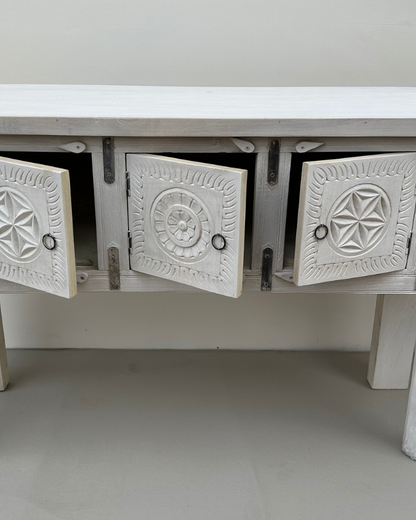 Floral Medallion Storage Console Table