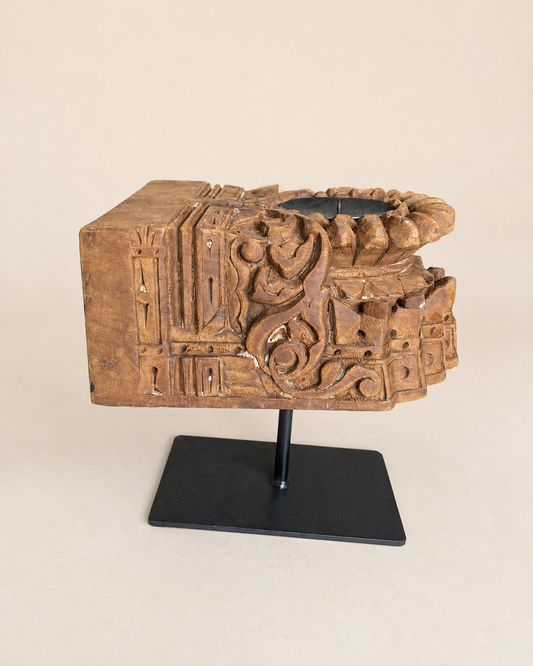 Vintage Hand-Carved Wooden Décor Stand
