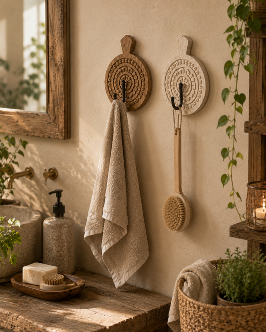 Mandala Wooden Wall Hook Set of 2