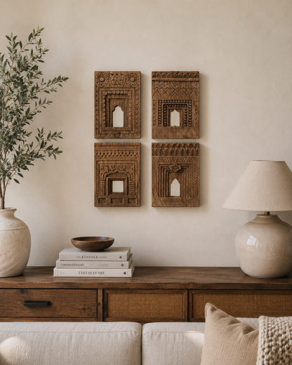 Carved Wooden Mirror Frame (Set of 4)