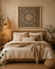 Handcrafted Floral Medallion Wall Panel in Solid Mango Wood
