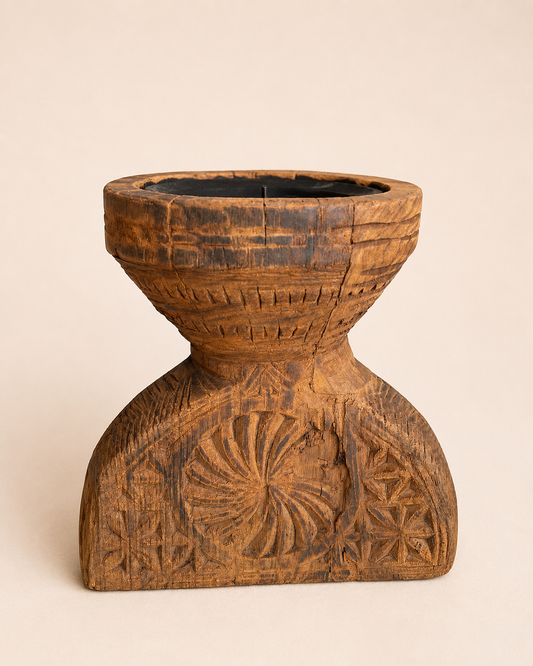 Heritage Teak Wood Candle Holder & Planter Display