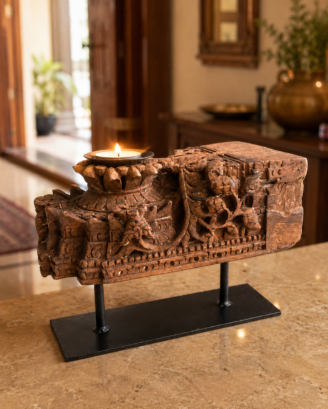 antique temple architectural candle holder
