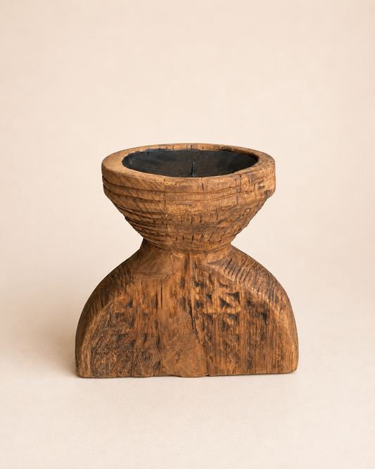 Heritage Teak Wood Candle Holder & Planter Display